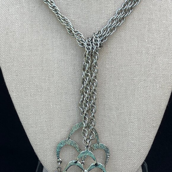 Silver Large Link Sautior Lariat Tassel Necklace - Picture 14 of 16